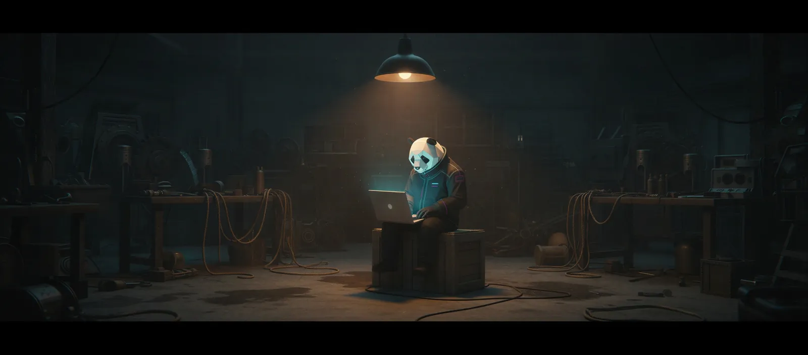 A panda writing up a job at the bench it was done on